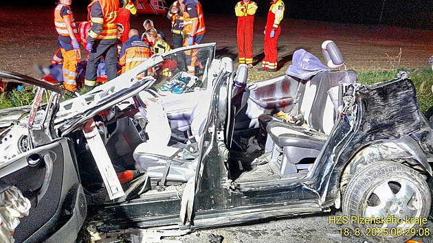 Mladík jel zřejmě moc rychle, po nárazu do stromu je vážně zraněný jeho kamarád