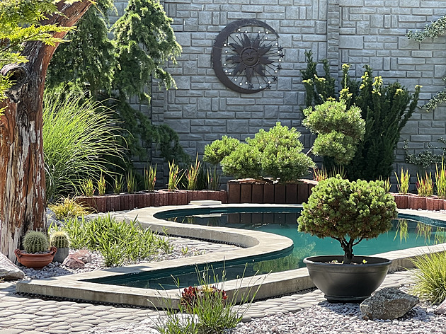 Klidnou zahradní oázu chtěli doplnit sprchovým koutem, je z něj menší bazén