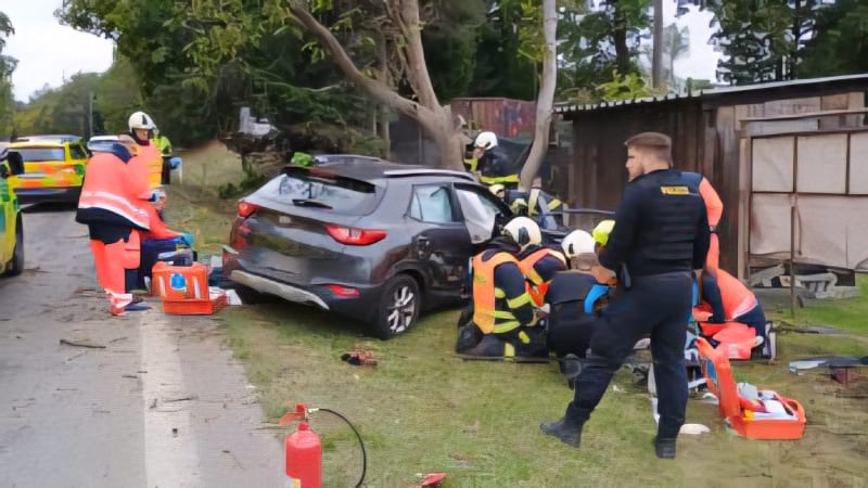 Tragická nehoda u Boršova. Po nárazu do stromu zemřeli dva lidé, snaha záchranářů byla marná