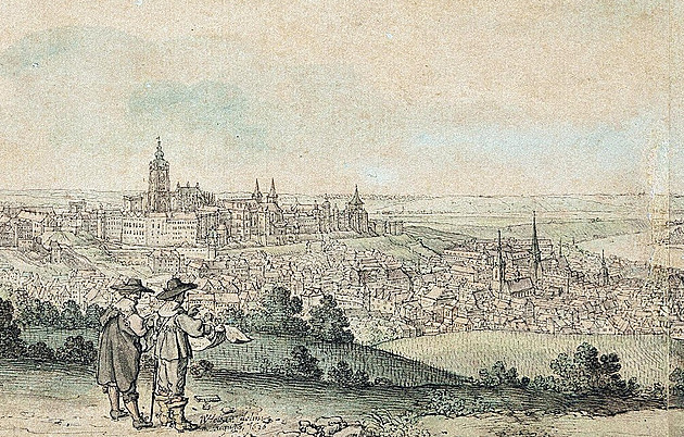 Vyhladovělý kraj, vypálená města. Hollar zachytil cestu do Prahy za třicetileté války